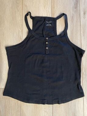 Pilcro Black Ribbed Henley Tank Top size XL